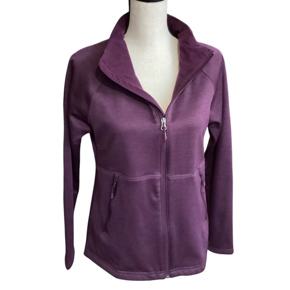 Kirkland Signature Full Zip Fleece Lined Jacket Sweater, Eggplant Color SMALL - Picture 10 of 10